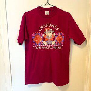 Vintage 1994 T-Shirt "Grandma's are Special Friends" Made in USA Size M Maroon
